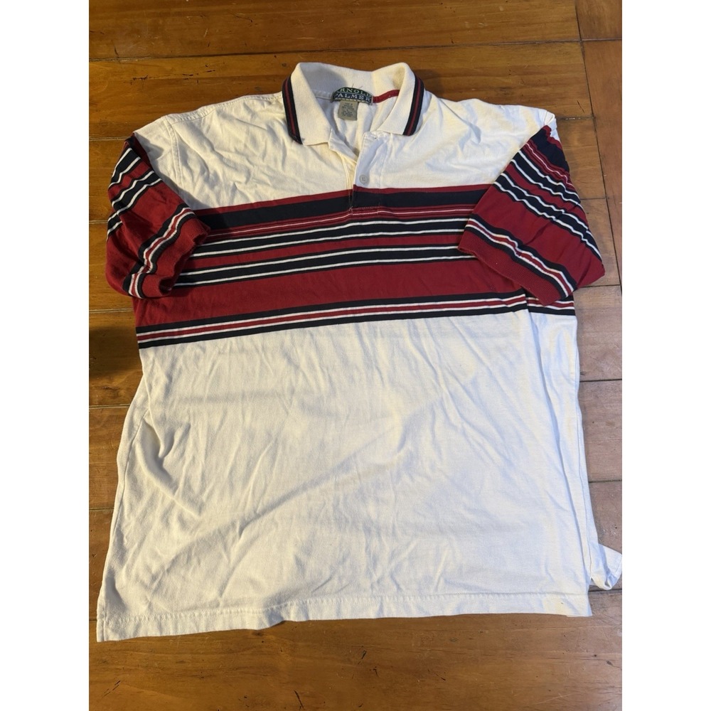VTG Arnold Palmer Men's Large Striped Cotton Golf Polo Rugby Shirt Vintage 90s